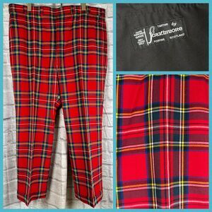 Strathmore Plaid Tartan Pants Scottish Trews Mens 41x28 Cuffed Trousers Scotland